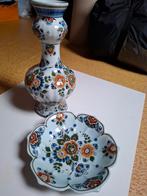Vaas en bord Delft polychroom handbeschilderd, Antiek en Kunst, Ophalen of Verzenden