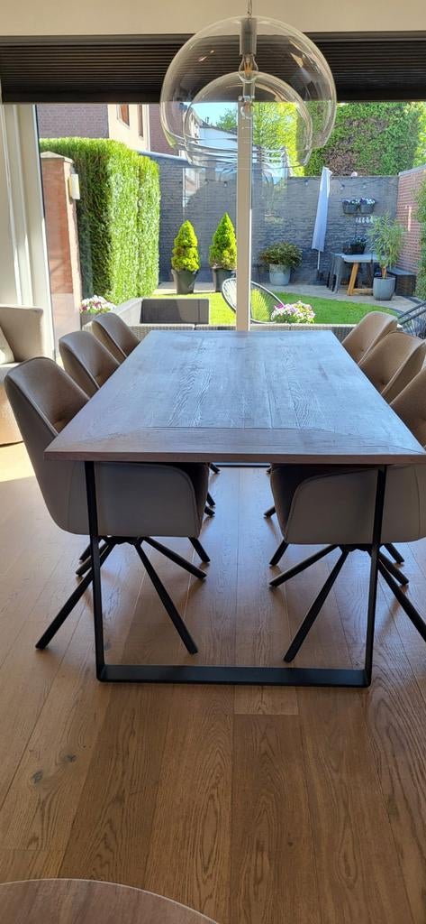 Eiken eetkamertafel, Ophalen, Gebruikt, 200 cm of meer, 50 tot 100 cm