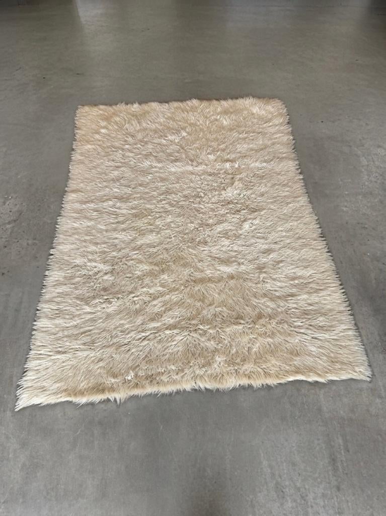 Vintage shaggy Flokati vloerkleed van 100% wol 170x240cm, -, -, 200 cm of meer, Ophalen of Verzenden