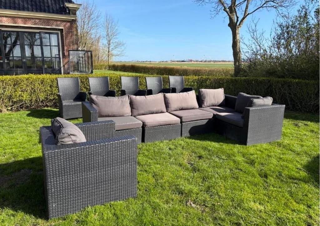 Royal Patio Wicker Loungeset met 6 Stoelen zwart, Ophalen, Gebruikt, Meer dan 8 zitplaatsen, Loungeset