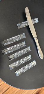 Kristalglas geslepen messenleggers 6 stuks, Antiek en Kunst, Antiek | Bestek, Ophalen of Verzenden