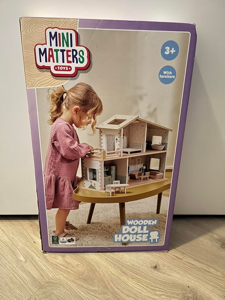 Te koop: houten poppenhuis, Kinderen en Baby's, Speelgoed | Poppenhuizen, Ophalen, Nieuw, Poppenhuis