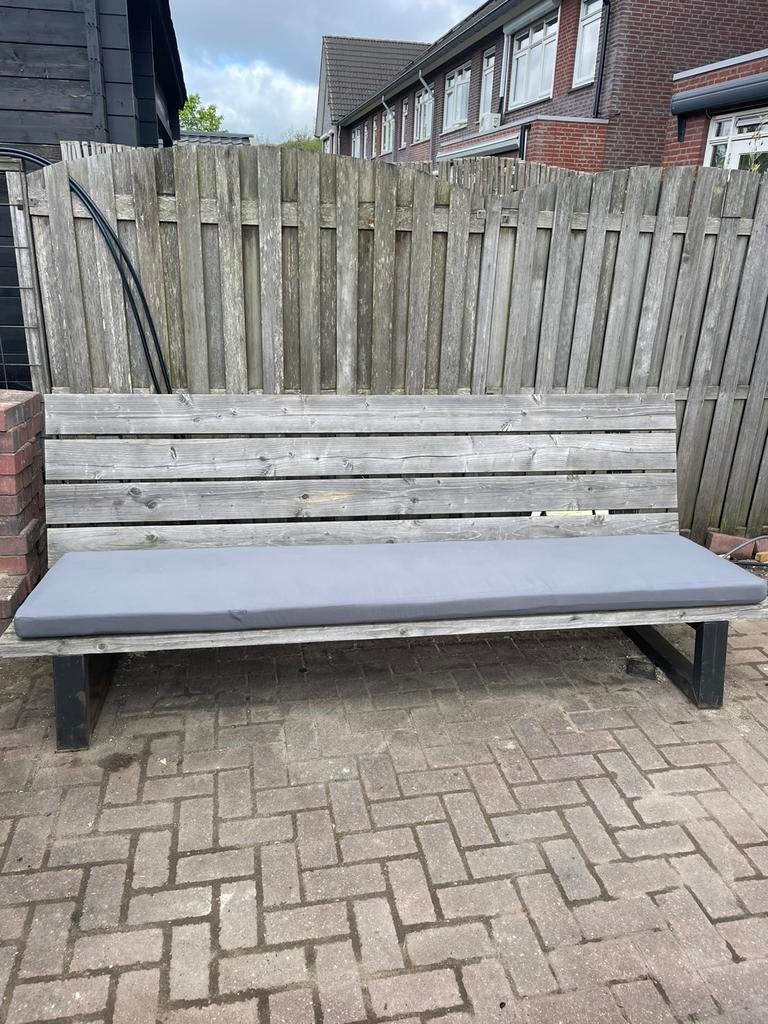 Mooie tuinbank met kussen, Tuin en Terras, Tuinbanken, Ophalen, Gebruikt, Hout