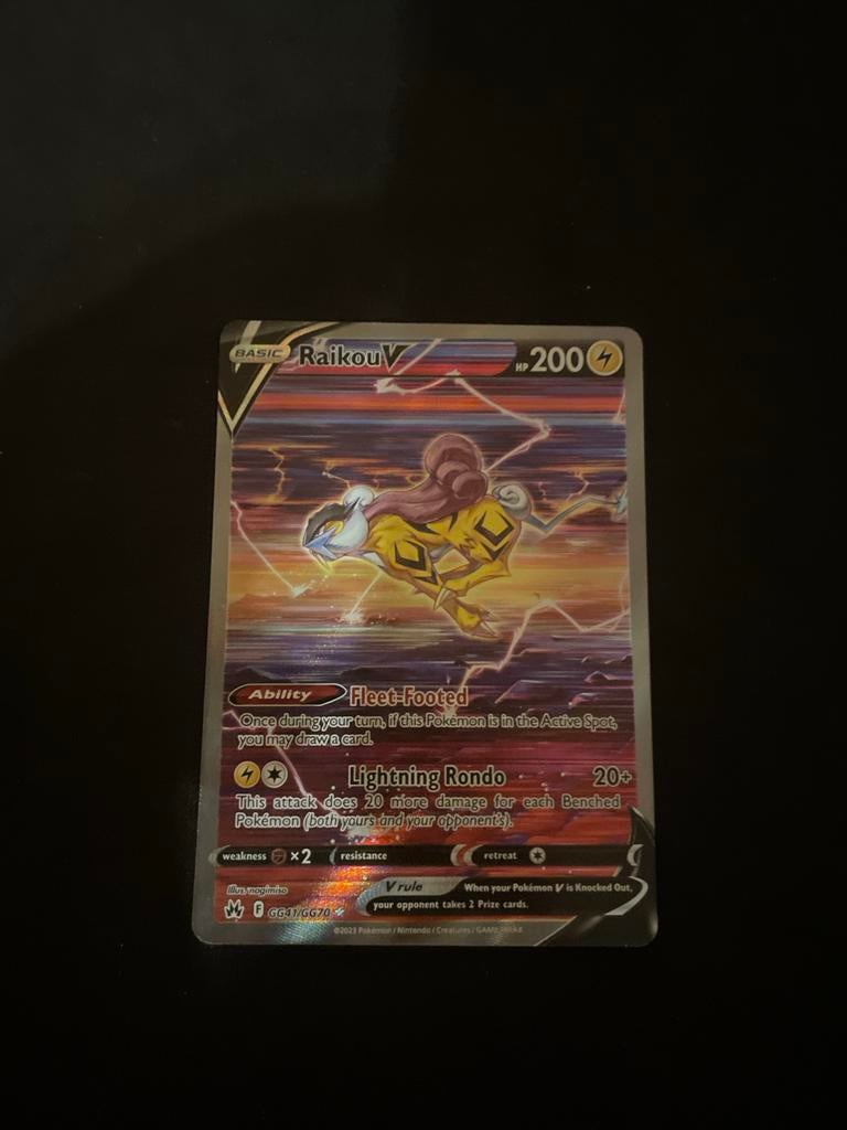 Pokémon Raikou V kaart, Ophalen of Verzenden, Gebruikt, Losse kaart, Foil