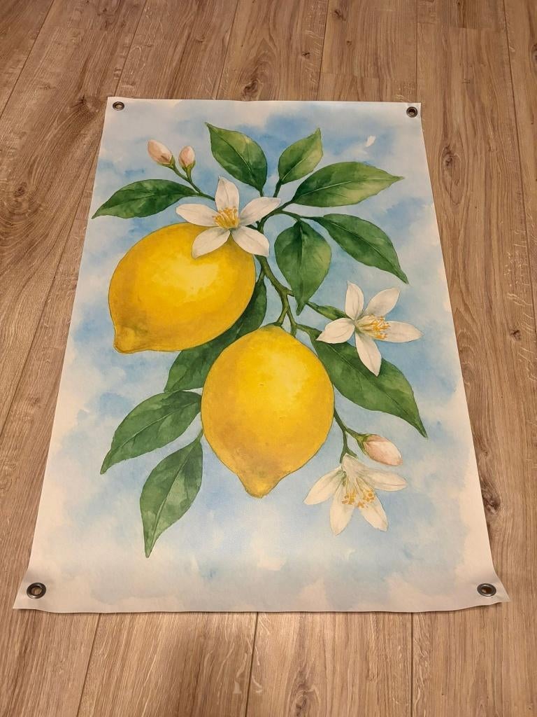 Tuinposter Citroenen met Bloesem – 60 x 90cm, Tuin en Terras, Tuinwanddecoratie, Ophalen of Verzenden, Nieuw