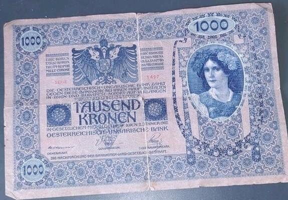 Oostenrijkse 1000 Kronen Bankbiljet (1902), Postzegels en Munten, Bankbiljetten | Europa | Niet-Eurobiljetten, Ophalen of Verzenden