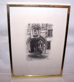 Prachtige ets/lithografie Markiezenhof Bergen op Zoom. Nwst., Antiek en Kunst, Ophalen of Verzenden