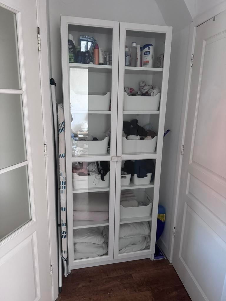 IKEA Billy boekenkast 80x28x202 met Oxberg glasdeuren, Ophalen, 200 cm of meer, 50 tot 100 cm, Zo goed als nieuw