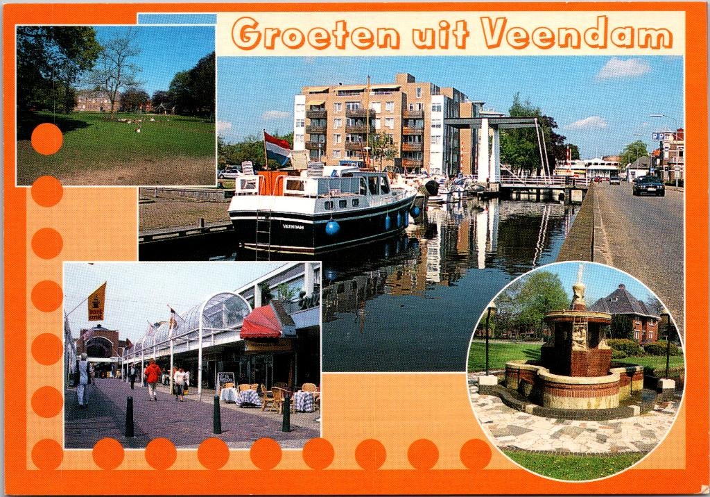 Groeten uit Veendam - 2 ansichtkaarten, Verzamelen, Ansichtkaarten | Nederland, Verzenden, 1960 tot 1980, Ongelopen, Groningen