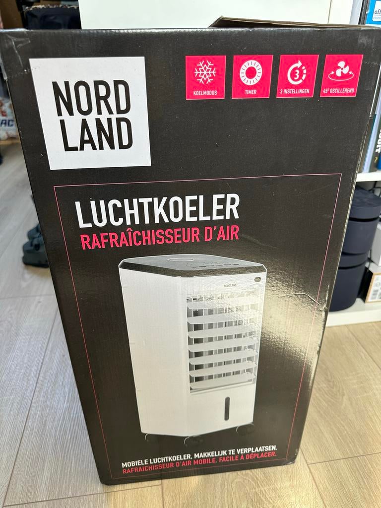 Nordland Luchtkoeler - Mobiele Airco met Timer en 3 Snelhede, Minder dan 60 m³, Timer, Nieuw, 3 snelheden of meer
