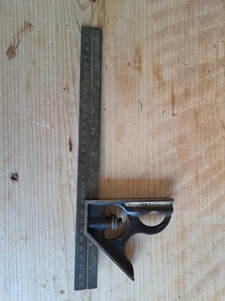 Antieke schuifbare winkelhaak., Antiek en Kunst, Ophalen of Verzenden