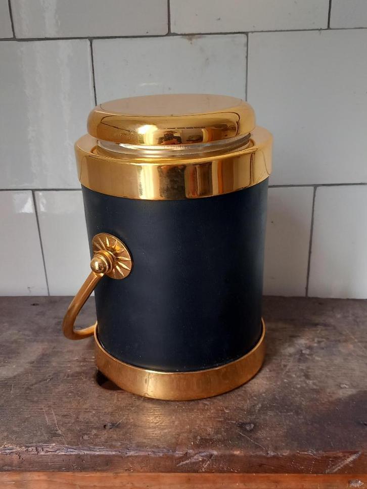 vintage ijsemmer bucket ijsblokje thermos goud zwart regency, Antiek en Kunst, Curiosa en Brocante, Ophalen