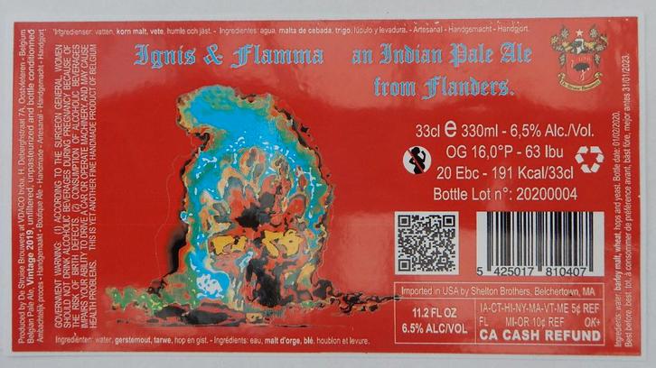 Bieretiket Ignis & Flamma Brouwerij De Struise Brouwers 12q0, Verzamelen, Biermerken, Gebruikt, Overige typen, Overige merken