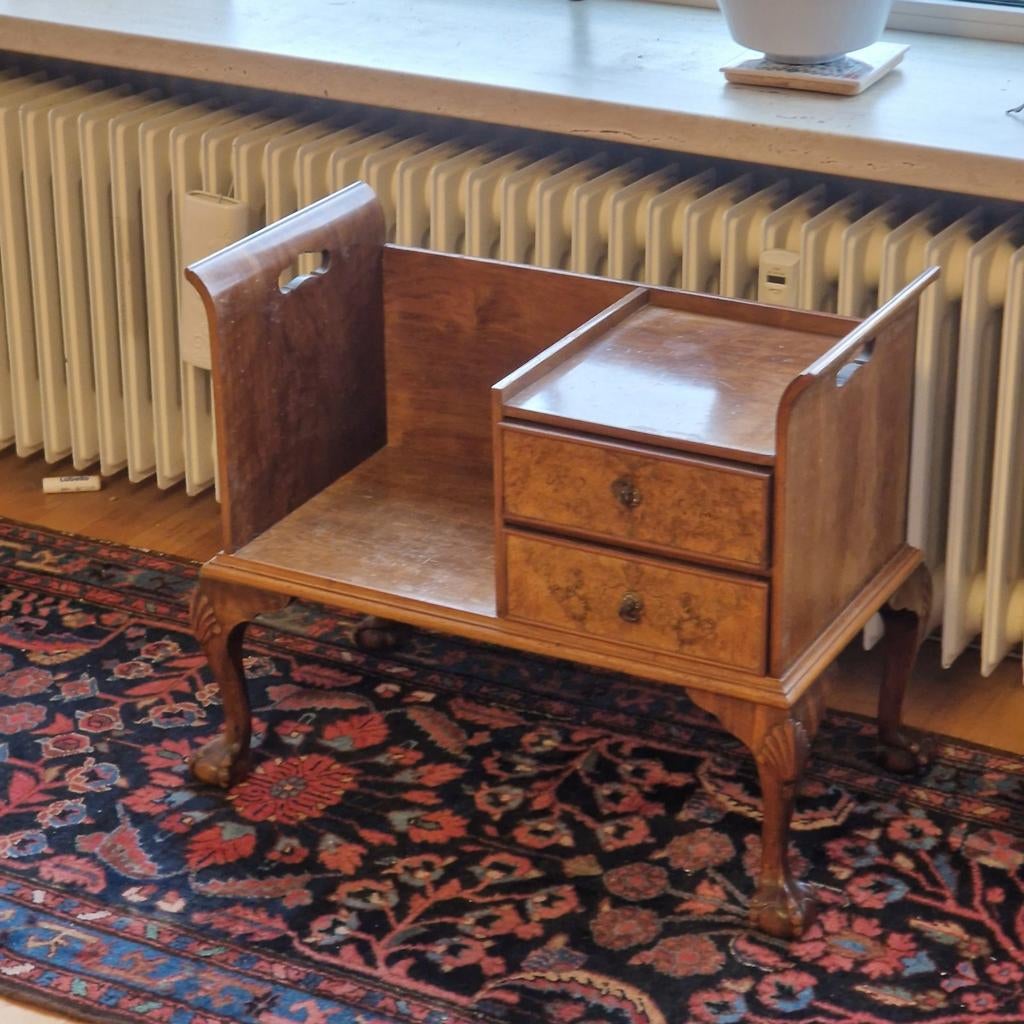 Notenhouten telefoonkastje met lade, Ophalen of Verzenden