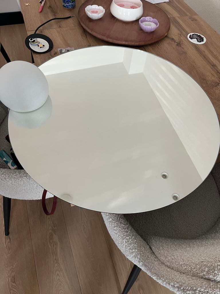 Spiegel met LED lamp, Huis en Inrichting, Woonaccessoires | Spiegels, Ophalen, Gebruikt, Rond, Minder dan 100 cm