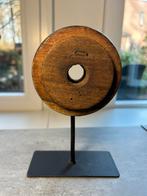 Houten klos op metalen stand woondeco 18,5 cm, Ophalen of Verzenden