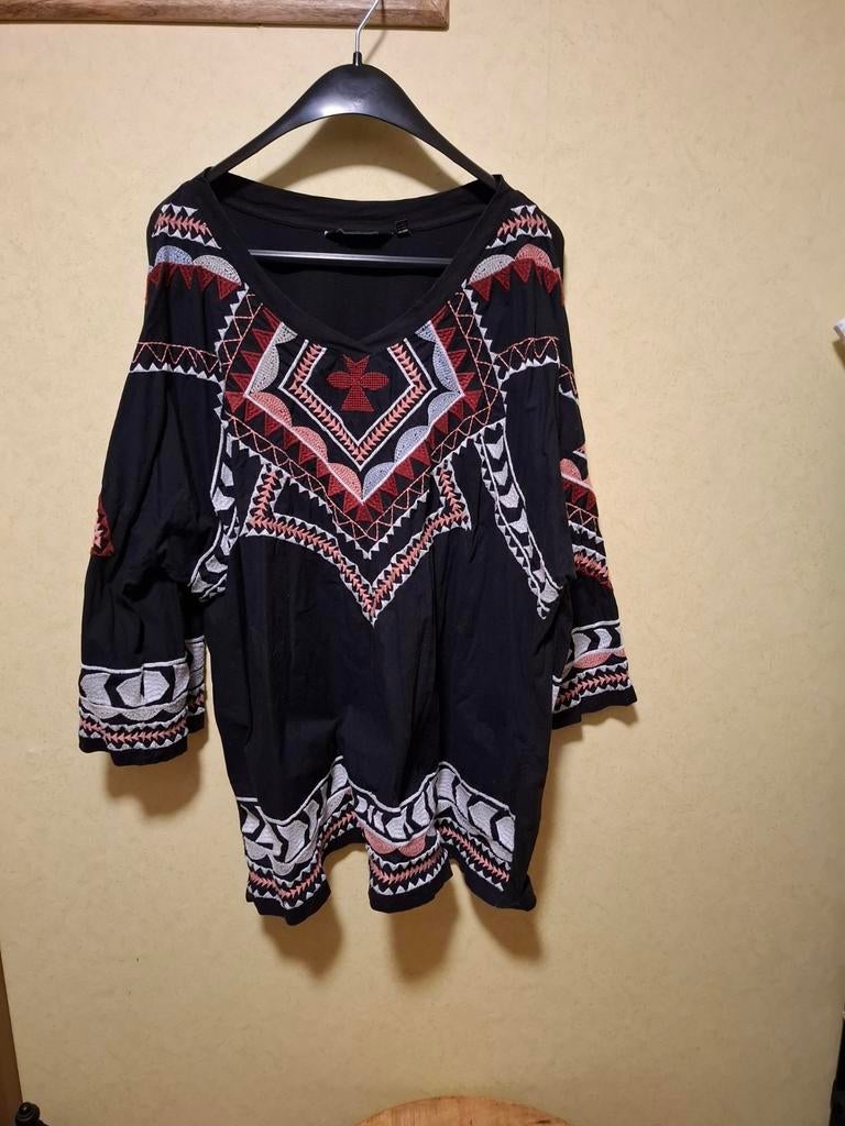 Ulla Popken Tuniek Maat 54/56  100% Katoen Bohemian style, Zwart, Maat 46/48 (XL) of groter, Ulla Popken, Ophalen of Verzenden