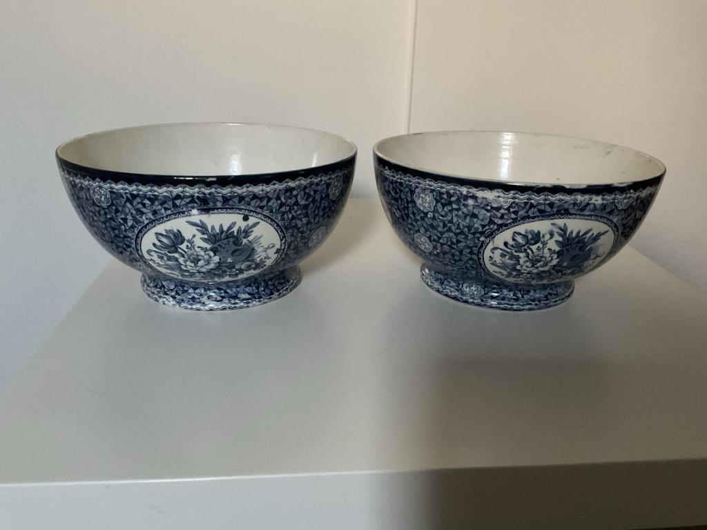 2 Antieke Delfts Blauwe Schalen / Kommen, Antiek en Kunst, Ophalen