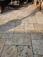 Travertin tuintegels, diverse maten, 3cm dik, +/- 4m², Tuin en Terras, Ophalen, Gebruikt, Terrastegels, Natuursteen