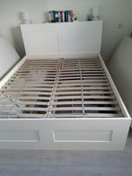 Ikea Brimnes bed met opberger en bedeinde 160x200, Ophalen, Wit, Tweepersoons, Zo goed als nieuw