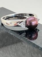 Fraaie ring met zwarte parel, Ophalen of Verzenden, Zo goed als nieuw, 17 tot 18, Dame