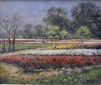 Arie Cees van Noort (1914) Olie Doek "Bloembollenveld" Ges, Antiek en Kunst, Ophalen of Verzenden