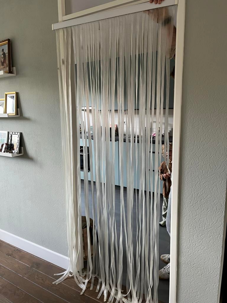 Vliegengordijn met brede stroken, Ophalen, Gebruikt, 200 cm of meer, Wit