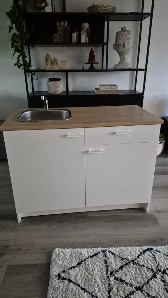 Keukenblok met wasbak en kraan, Ophalen, Wit, Overige typen, Zo goed als nieuw