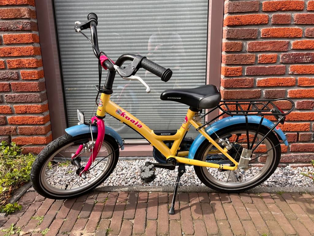 Batavus Koala 16 inch geel blauw roze, Fietsen en Brommers, Fietsen | Meisjes, Ophalen, Batavus, 16 inch, Handrem