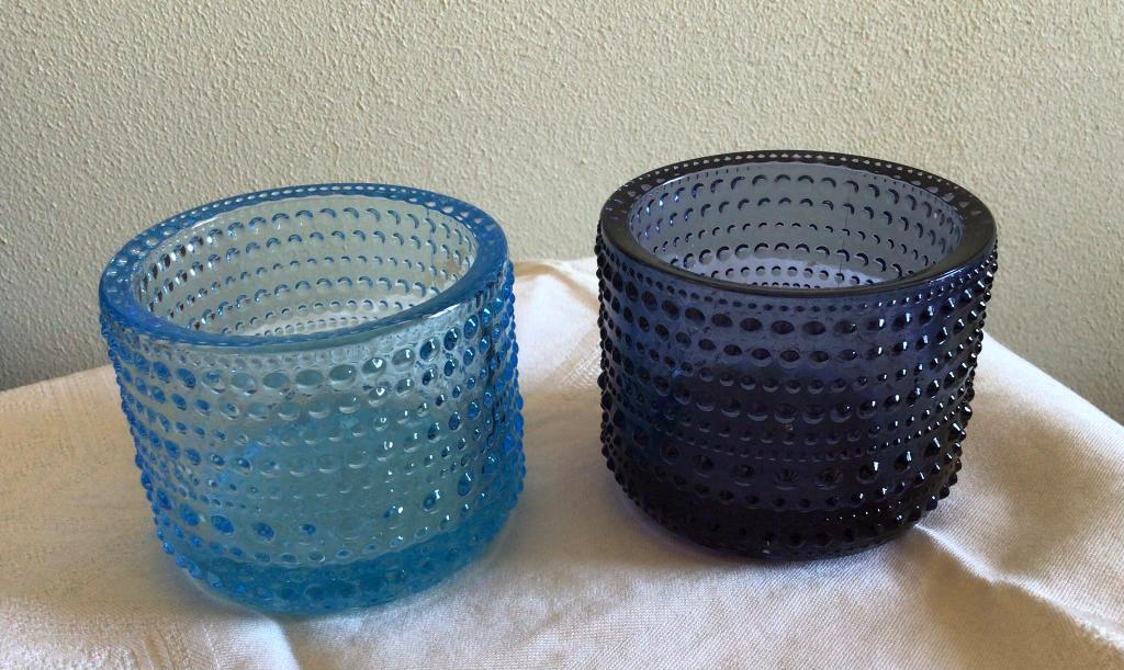 Kastehelmi iittala, 2 sfeerlichten, blauw, Overige materialen, Blauw, Ophalen of Verzenden, Zo goed als nieuw