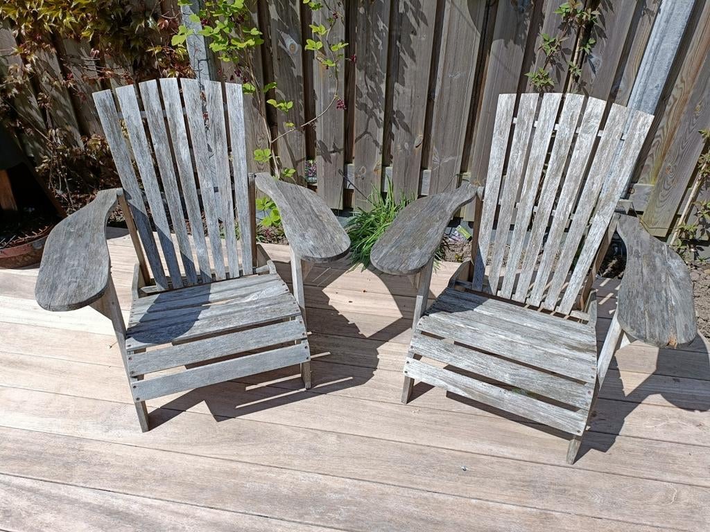 Adirondack/bear chair/tuinstoelen 2 stuks, Ophalen, Gebruikt, Hout