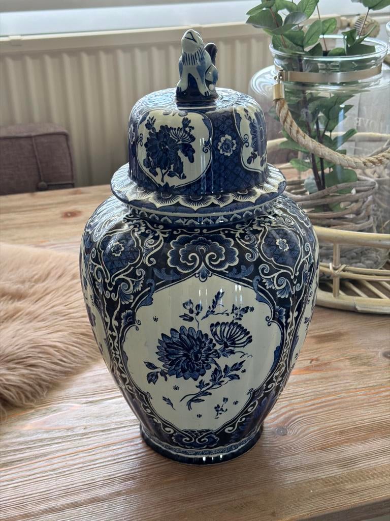 Prachtige Delfts Blauwe Gemberpot met Deksel boch delfts, Ophalen