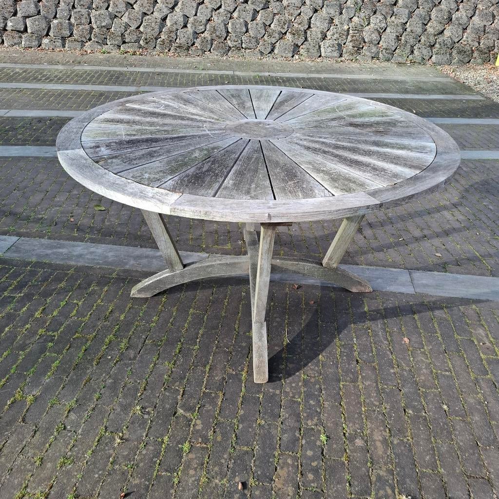 Ronde tuintafel teakhout 140 cm, Tuin en Terras, Ophalen, Gebruikt, Rond, Teakhout