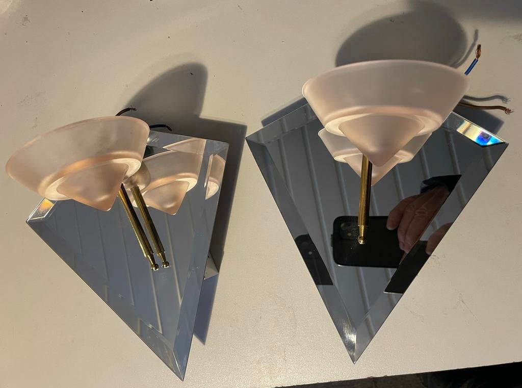 Twee Herda spiegellampen voor de wand, Huis en Inrichting, Lampen | Wandlampen, Ophalen of Verzenden, Gebruikt, Glas