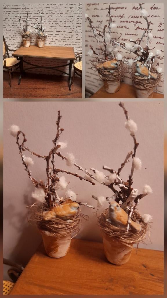 🐣 PPH 1.12 DECORATIE, KATJESTAKKEN MET KRANSJE & MUSJE 🐣, Verzamelen, Poppenhuizen en Toebehoren, Poppenhuis, Ophalen of Verzenden