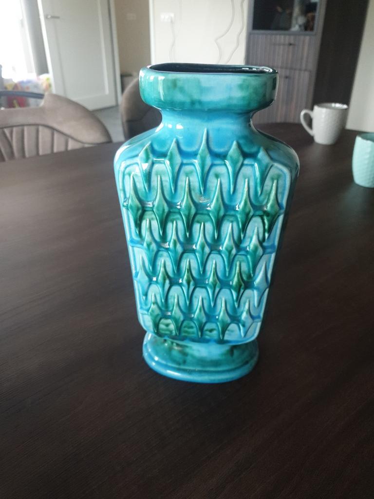 Vaas turquoise jaren 60, Antiek en Kunst, Ophalen of Verzenden