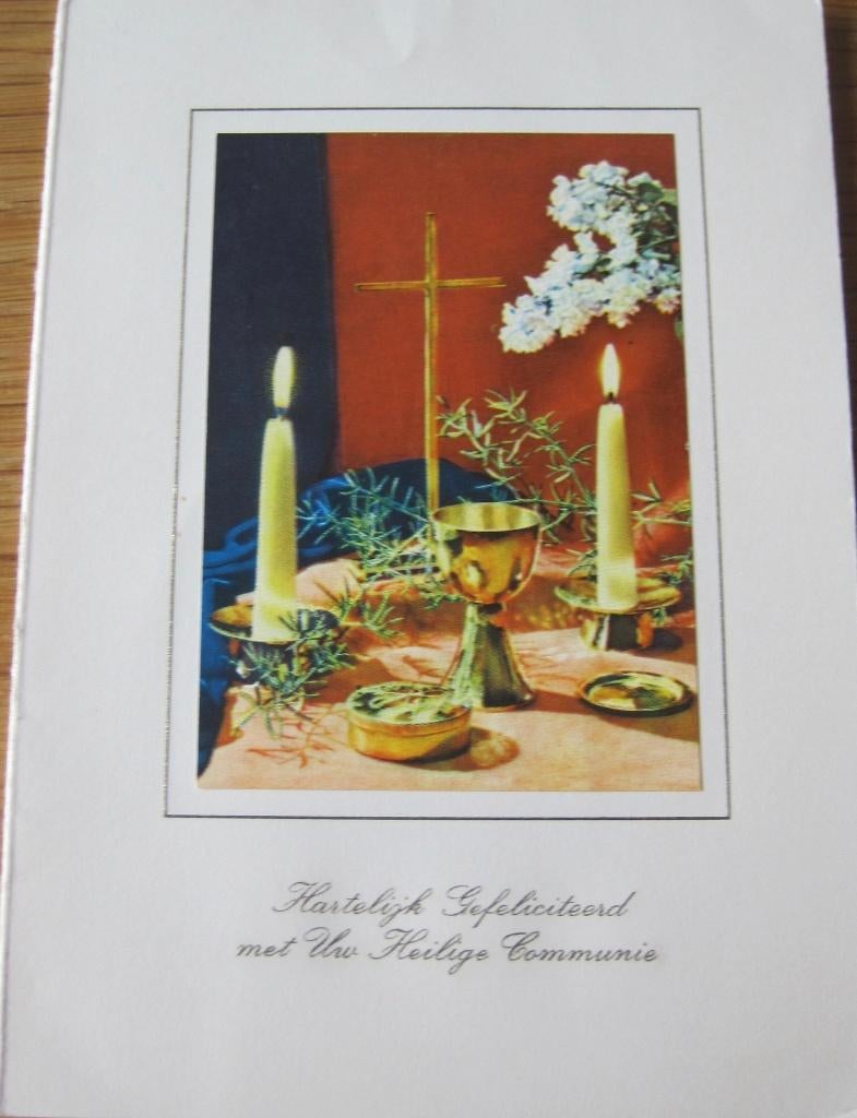 Hartelijk gefeliciteerd met uw heilige communie, Verzamelen, Verzenden, 1960 tot 1980, Gelopen, Overige thema's