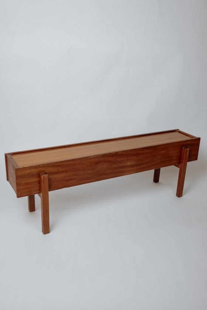 Smalle lange vintage salontafel of bijzettafel, Ophalen, Minder dan 55 cm, Gebruikt, -