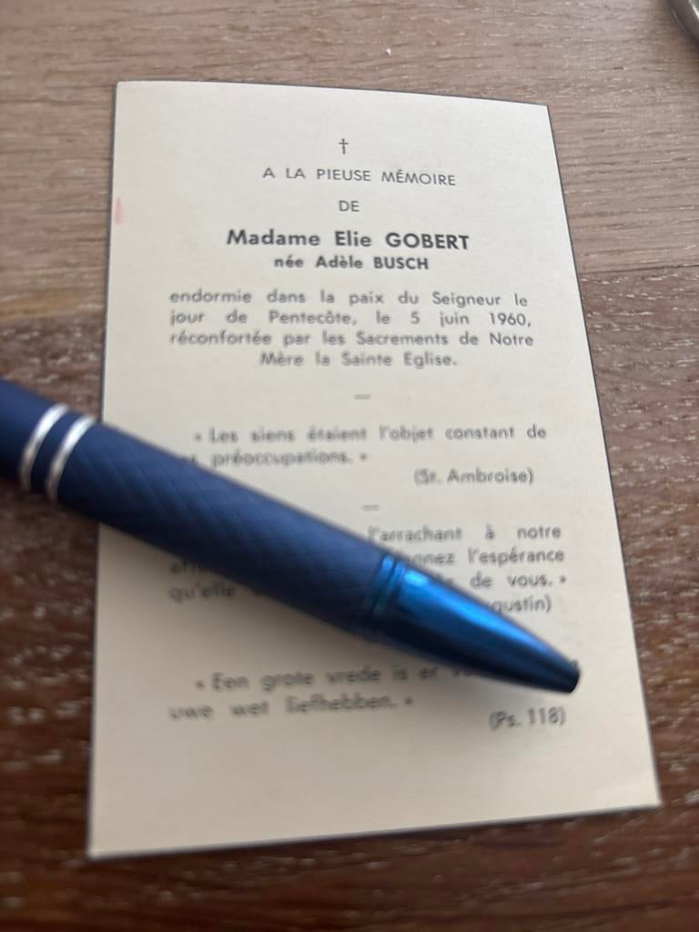 Busch Adele 1960 x Gobert  - E01316 -, Verzamelen, Bidprentjes en Rouwkaarten, Ophalen of Verzenden, Bidprentje