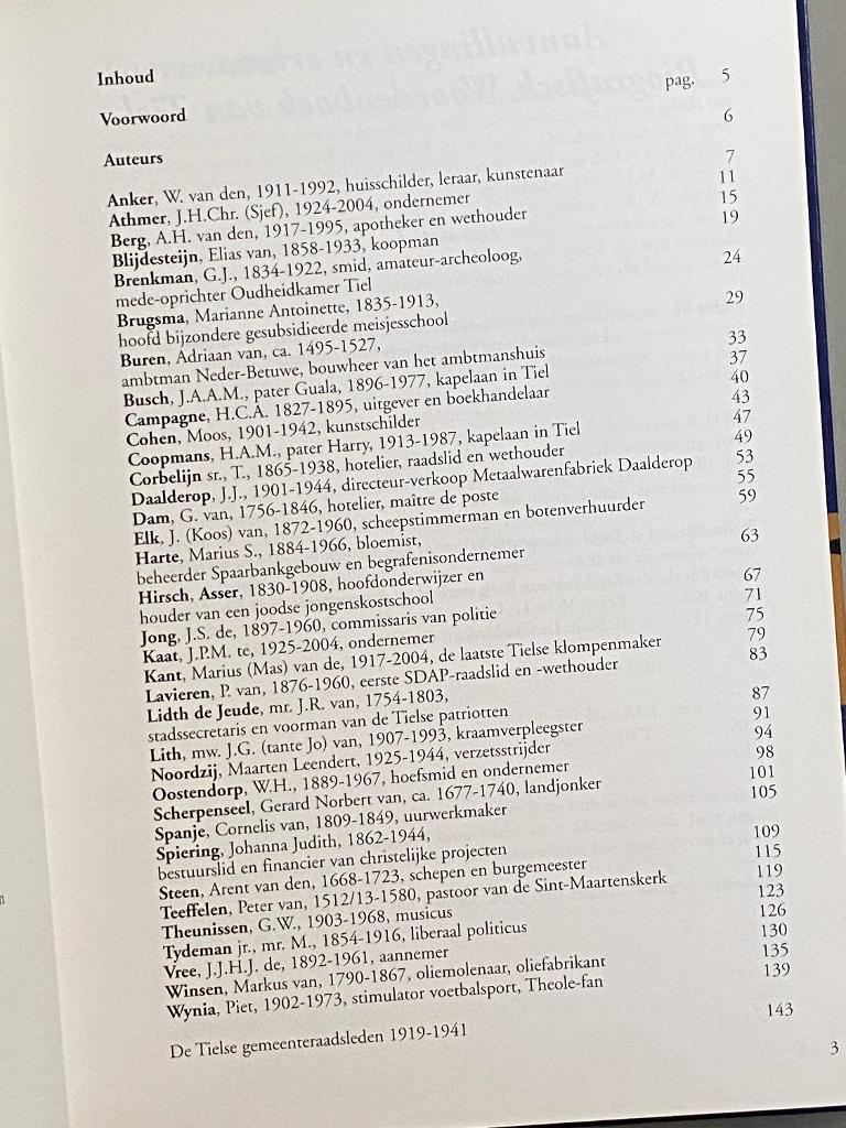 Biografisch woordenboek van Tiel - deel 3, Ophalen of Verzenden, 20e eeuw of later, Zo goed als nieuw