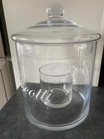 glazen koek- chocolade- snoep-"trommel" (leuk met Pasen!), Huis en Inrichting, Keuken | Servies, Ophalen, Glas of Glazen, Nieuw