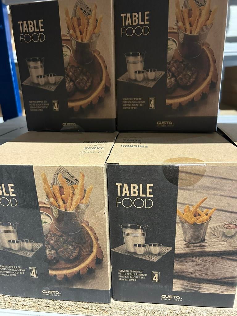 Nieuw set/partij friet bakjes mandje table food presentatie, Ophalen of Verzenden, Zo goed als nieuw