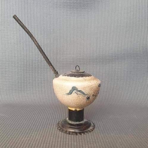 Chinese porseleinen opiumpijp. Met blauw-witte landschap, Ophalen of Verzenden