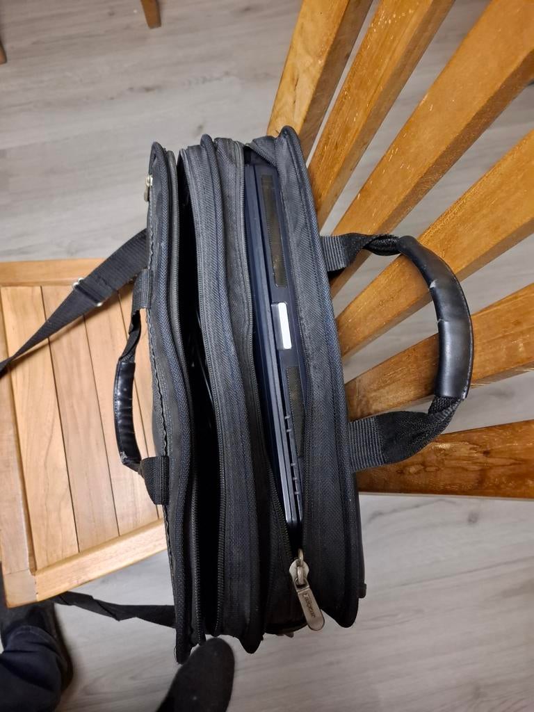 TK ZWARTE CANVAS HAND/SCHOUDERTAS VOOR LAPTOP, Meerdere vakken, Gebruikt, Ophalen of Verzenden, Zwart