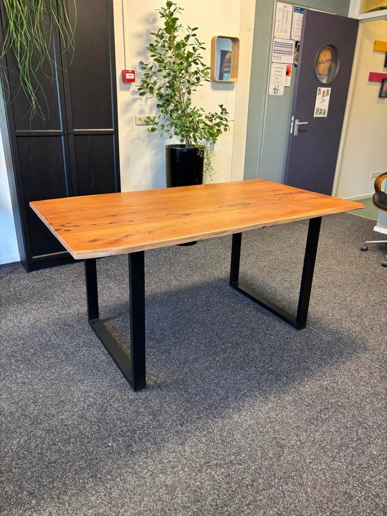Acacia eettafel 160x90, Ophalen, Gebruikt, 50 tot 100 cm, 150 tot 200 cm