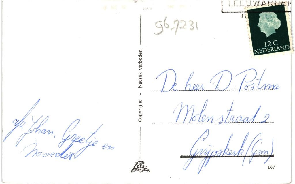 967231 Ameland Nes RK Kerk  jan 1967 Waddeneilanden Gelopen, Verzamelen, Ansichtkaarten | Nederland, Ophalen of Verzenden, 1960 tot 1980