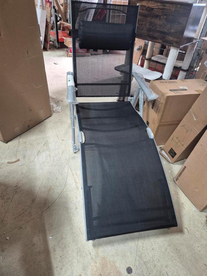 Verstelbare ligstoel met aluminium frame en textileen, Tuin en Terras, Ligbedden, Nieuw, Aluminium, Inklapbaar, Verstelbaar, Ophalen of Verzenden