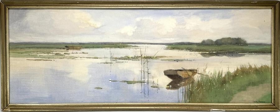 1294. Aquarel, Jan Simon Knikker jr. – landschap, ca.1950, Antiek en Kunst, Ophalen of Verzenden