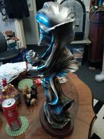 Unieke zilverkleurige sculptuur van vrouw met kind, Ophalen of Verzenden