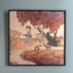 Mooi groot figuratief werk, op linnen stof? Gesigneerd, Ophalen of Verzenden